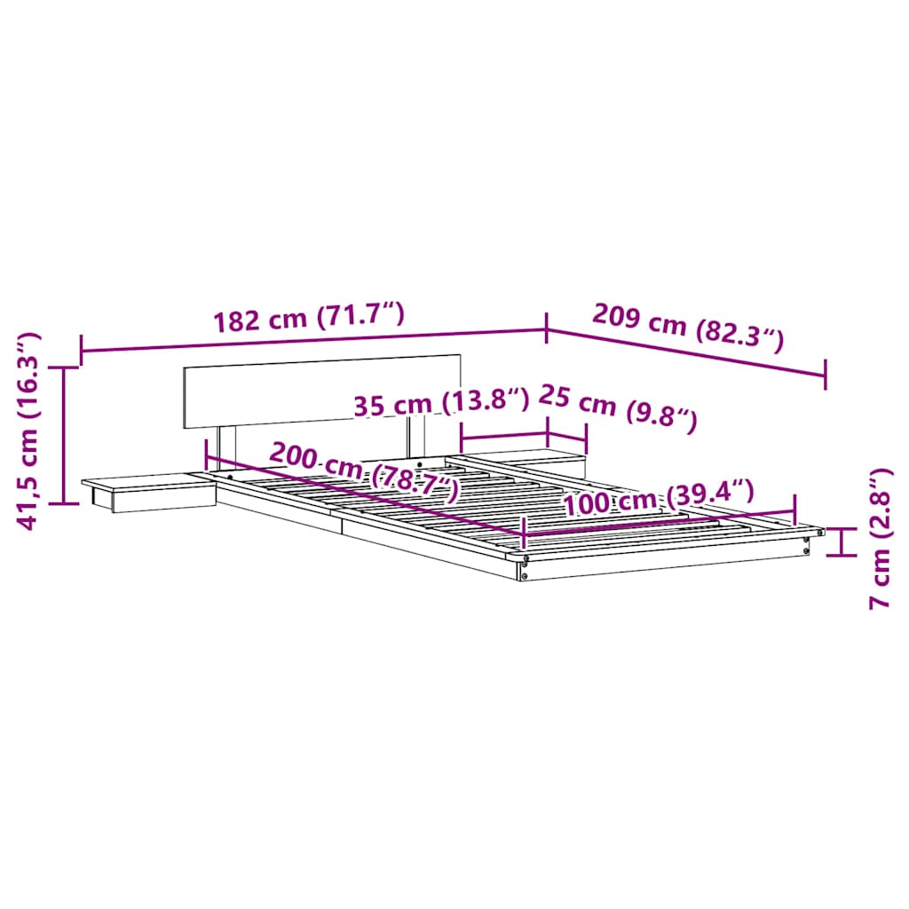Bed Frame Brown 100 x 200 cm Wood