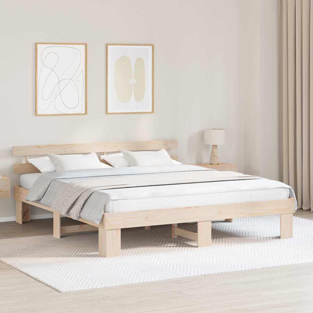 Bed Frame with Headboard Brown 200 x 200 cm