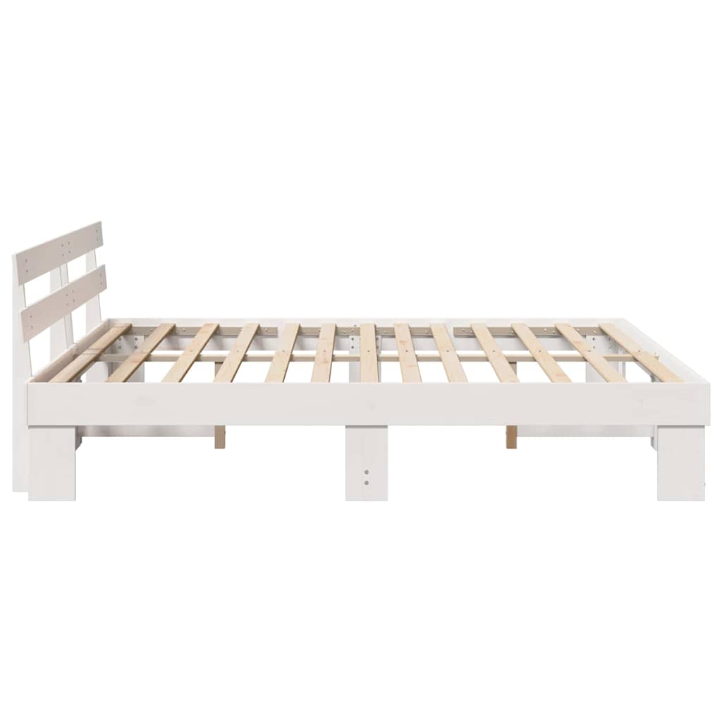 Bed Frame with Headboard White 200 x 200 cm