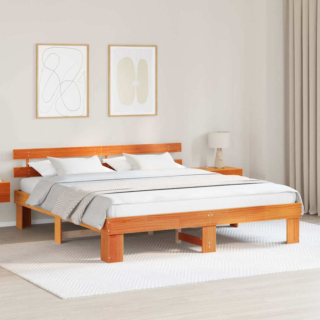 Bed Frame with Headboard Brown 200 x 200 cm