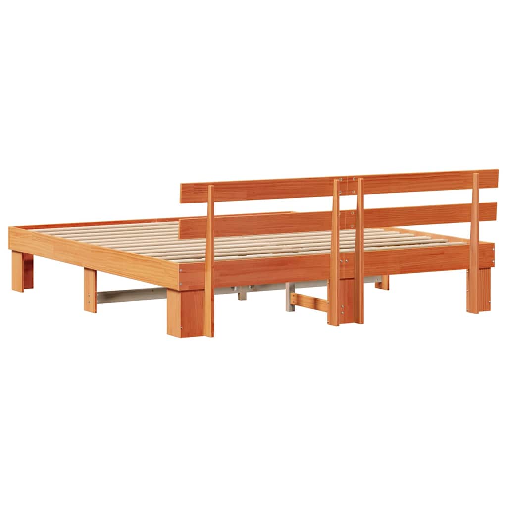 Bed Frame with Headboard Brown 200 x 200 cm