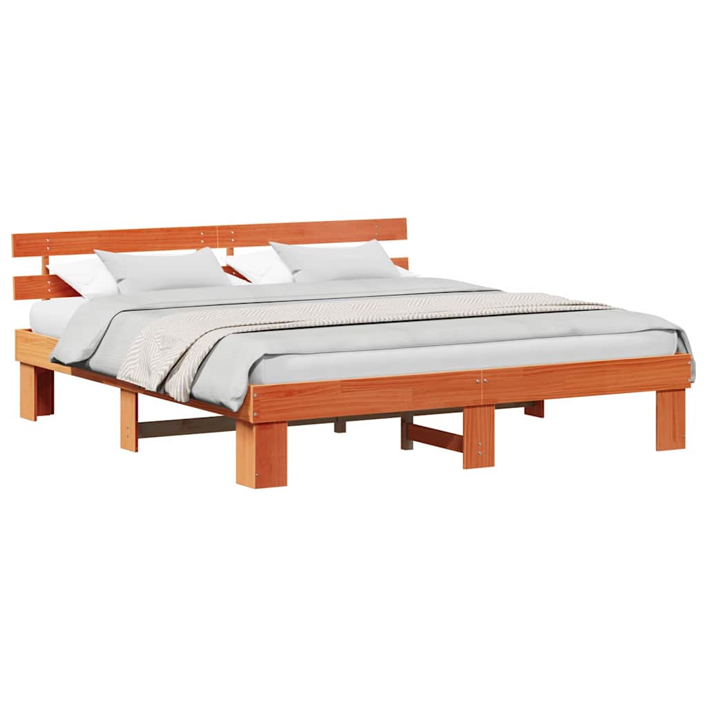 Bed Frame with Headboard Brown 200 x 200 cm