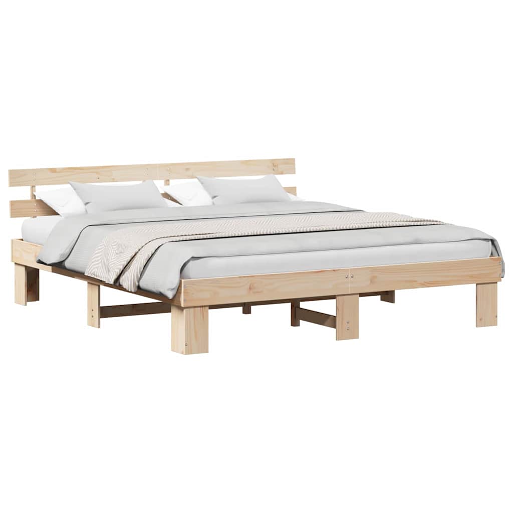 Bed Frame with Headboard Brown 180 x 200 cm