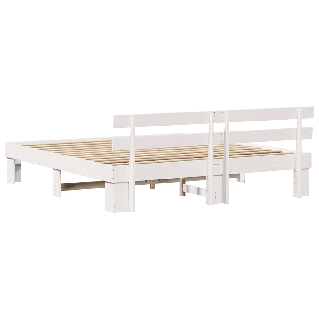 Bed Frame with Headboard White 180 x 200 cm