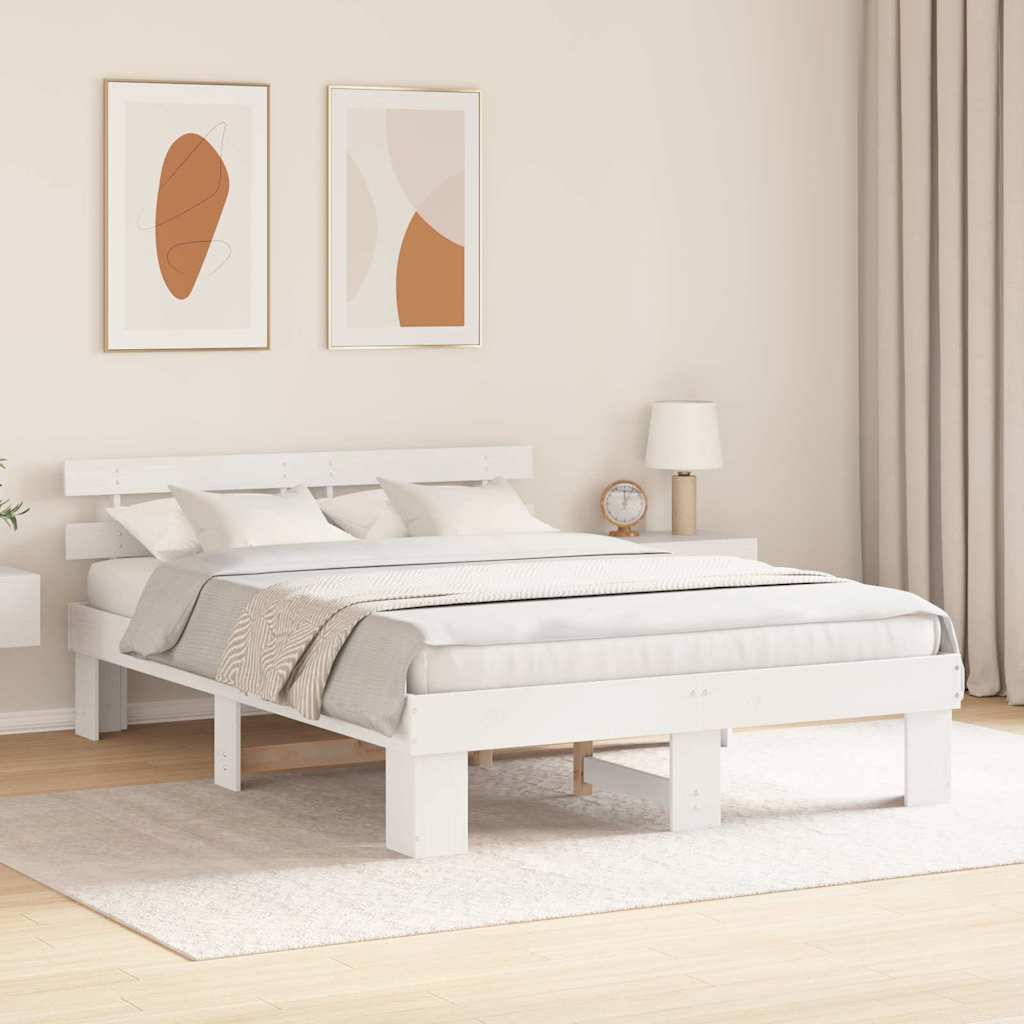 Bed Frame with Headboard White 160 x 200 cm