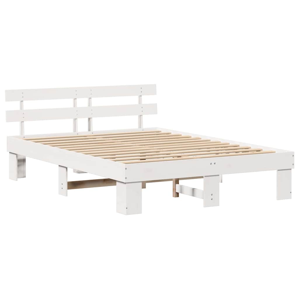 Bed Frame with Headboard White 160 x 200 cm