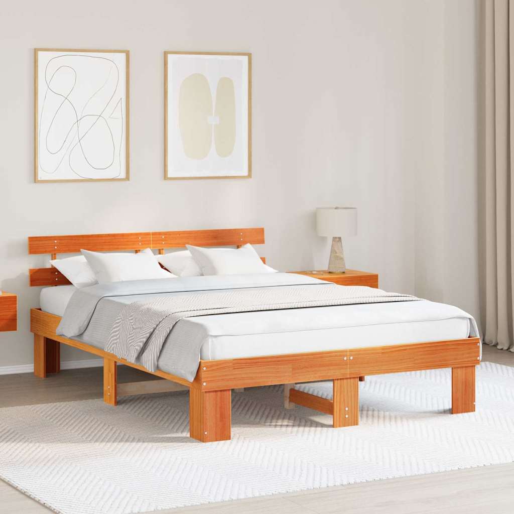 Bed Frame with Headboard Brown 160 x 200 cm