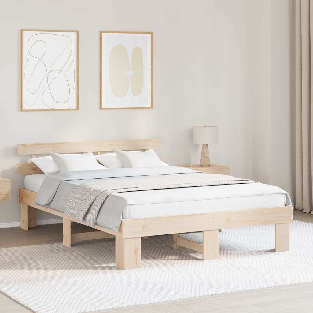Bed Frame with Headboard Brown 140 x 200 cm
