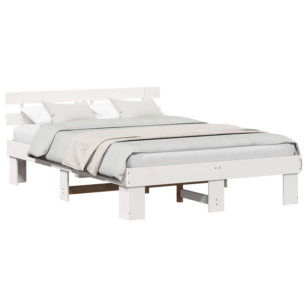 Bed Frame with Headboard White 140 x 200 cm