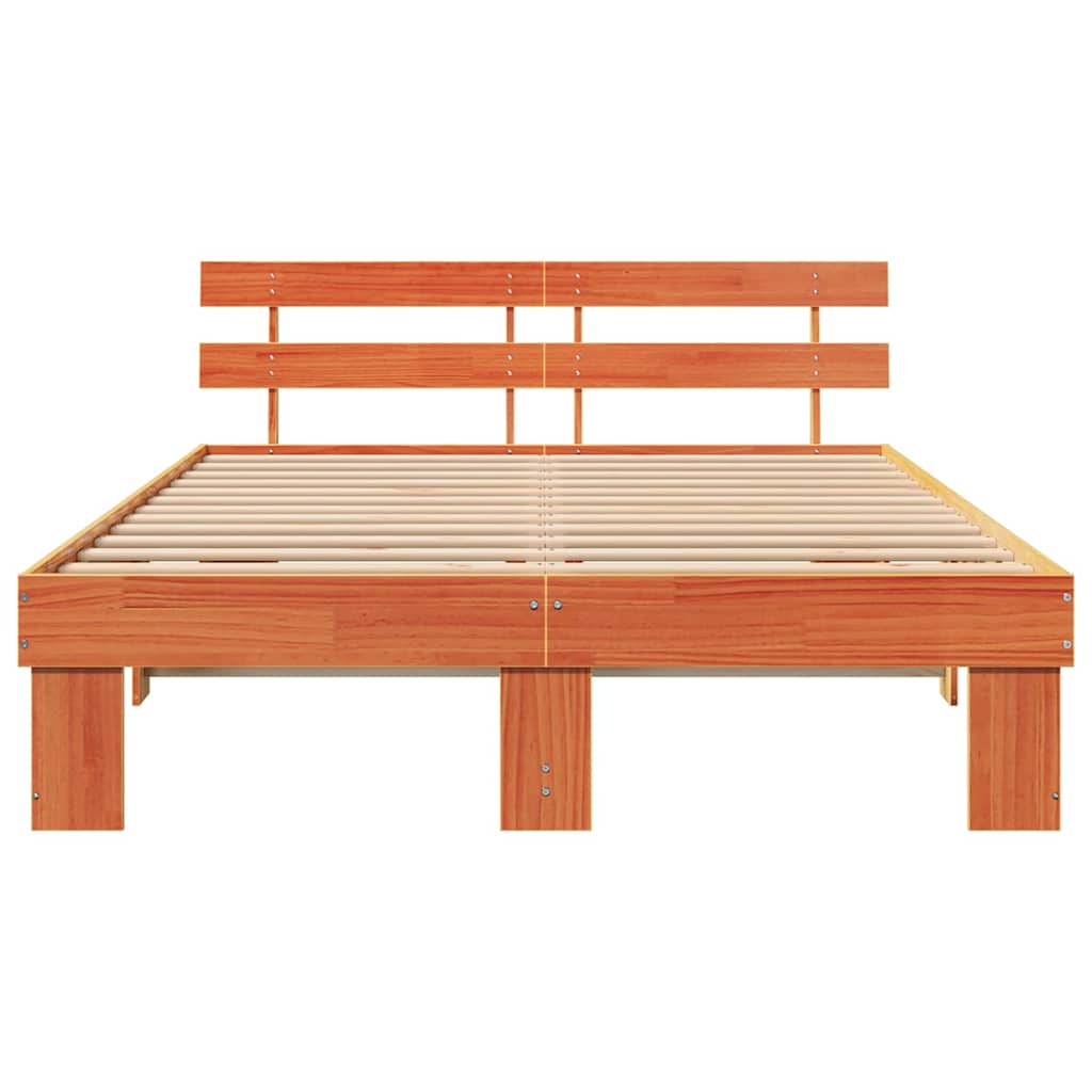 Bed Frame with Headboard Brown 140 x 200 cm