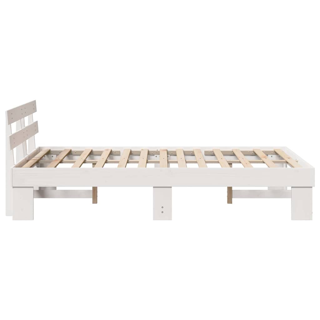 Bed Frame with Headboard White 140 x 190 cm