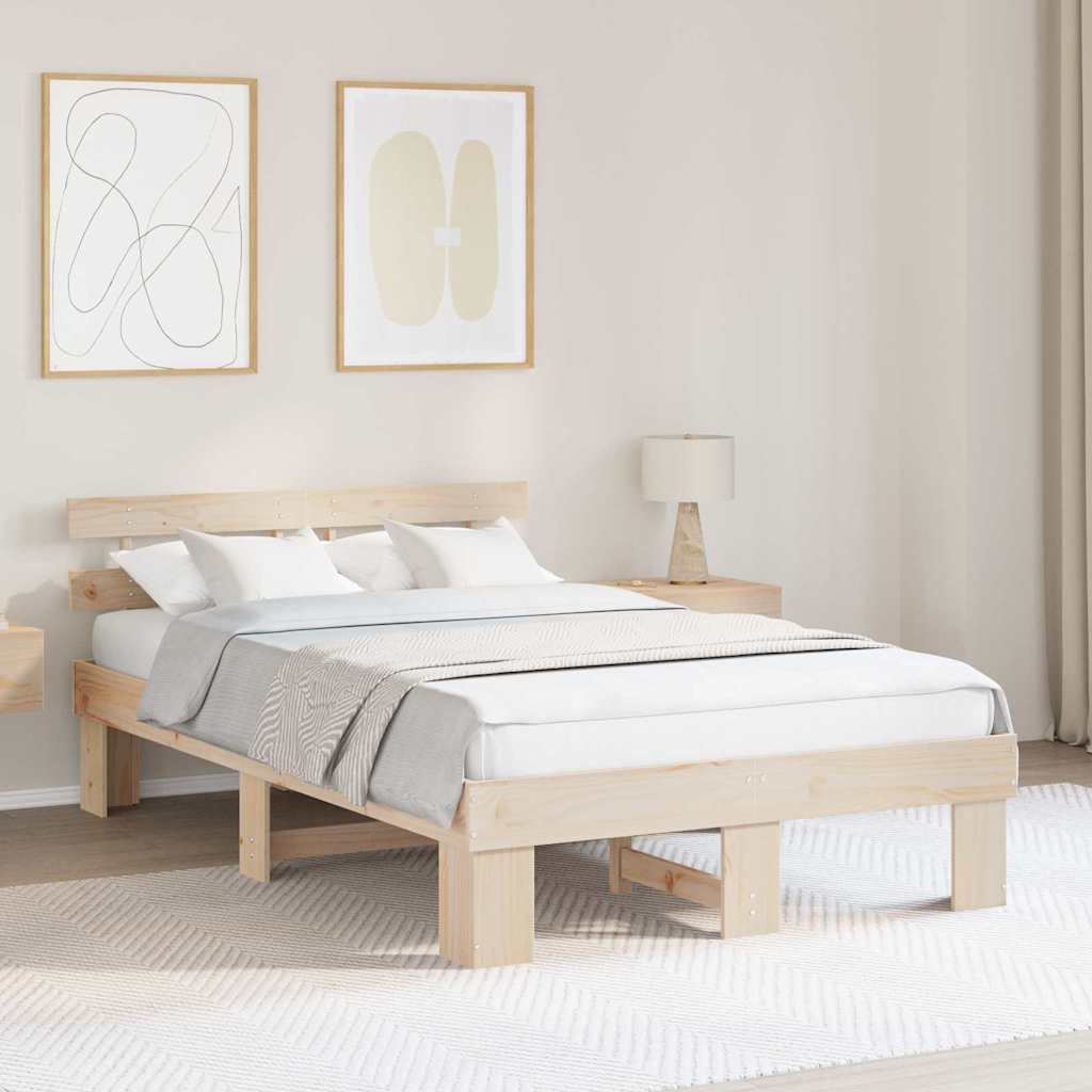 Bed Frame with Headboard Brown 135 x 190 cm