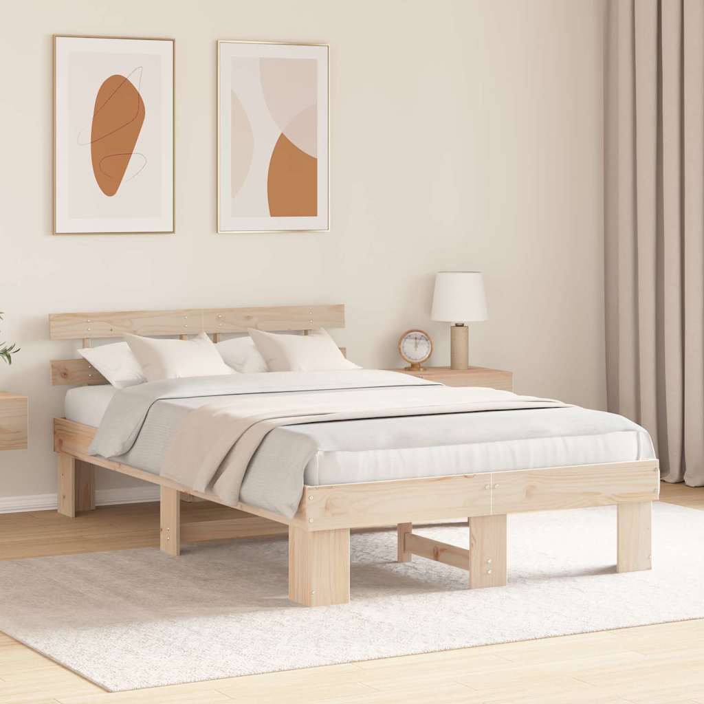 Bed Frame with Headboard Brown 135 x 190 cm