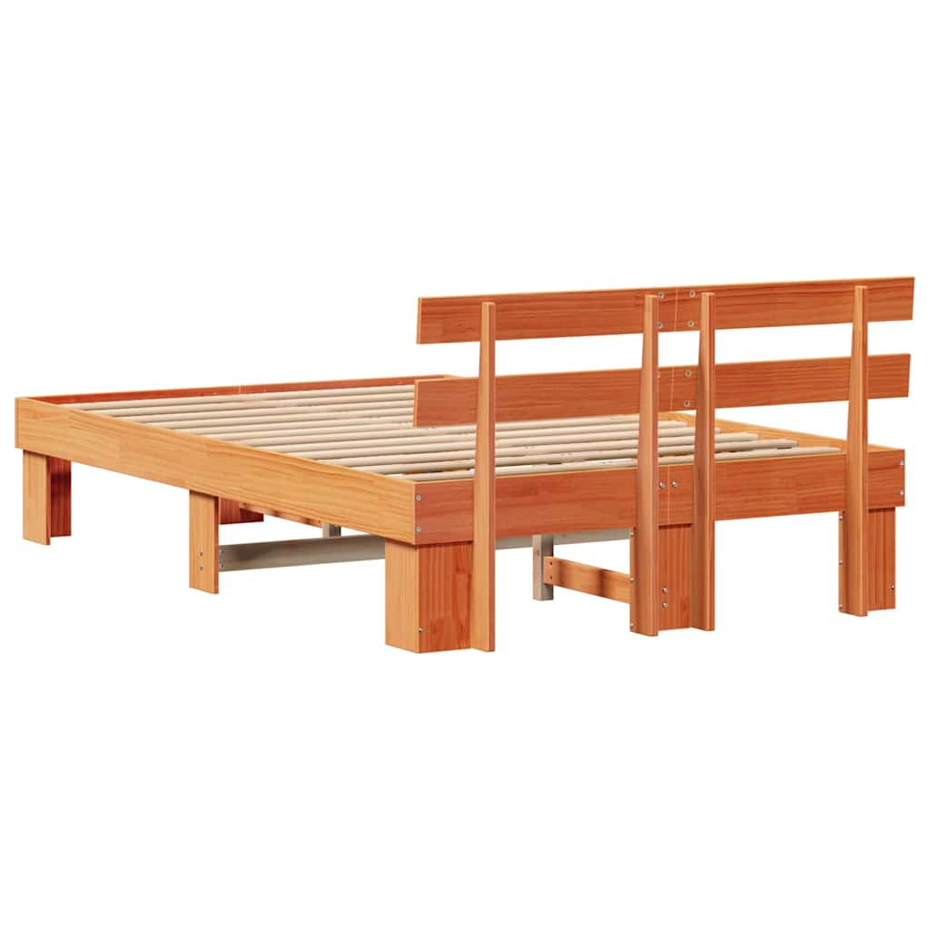 Bed Frame with Headboard Brown 135 x 190 cm