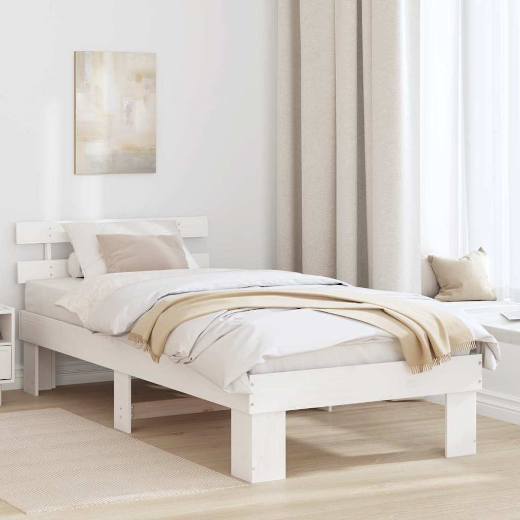 Bed Frame with Headboard White 100 x 200 cm