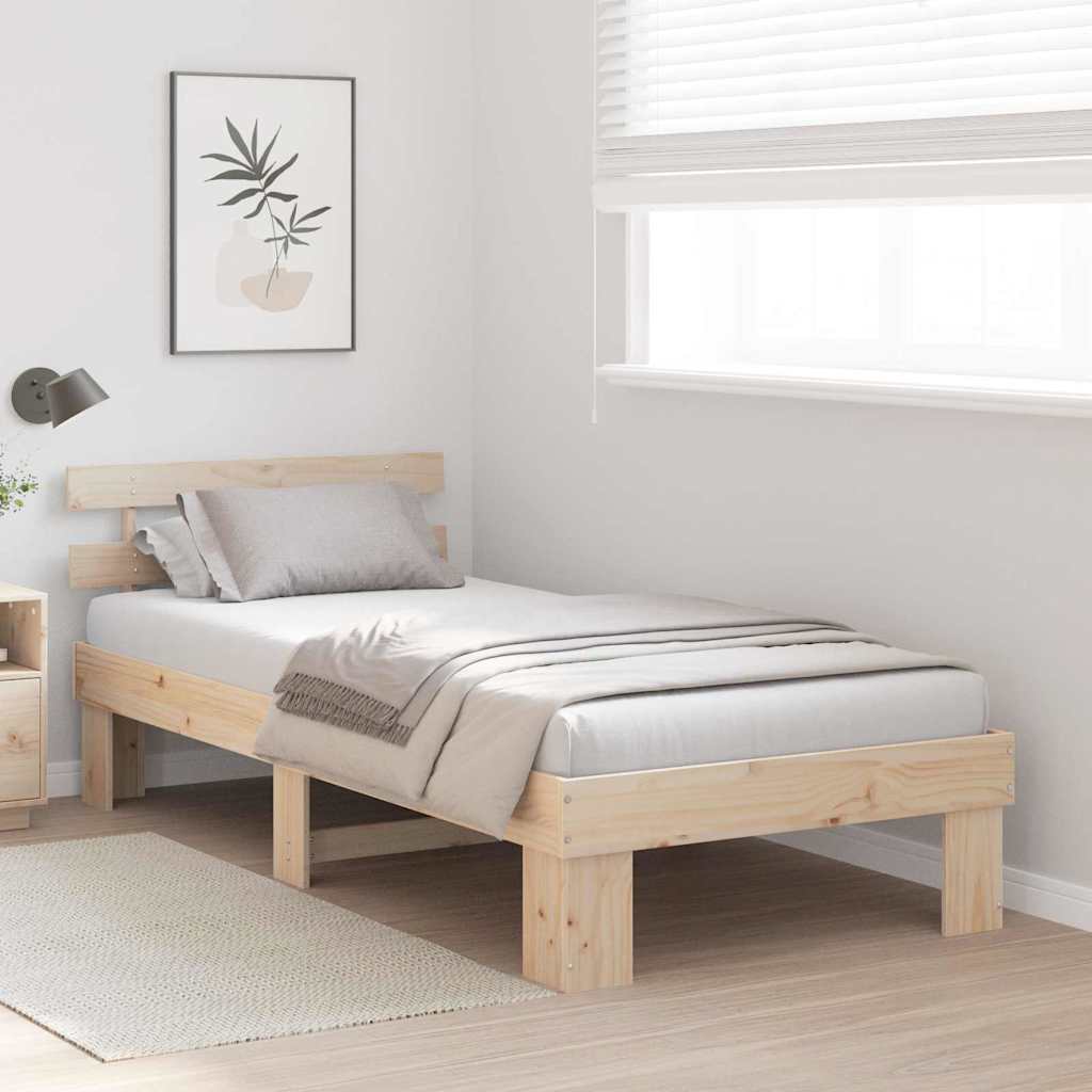 Bed Frame with Headboard Brown 90 x 200 cm