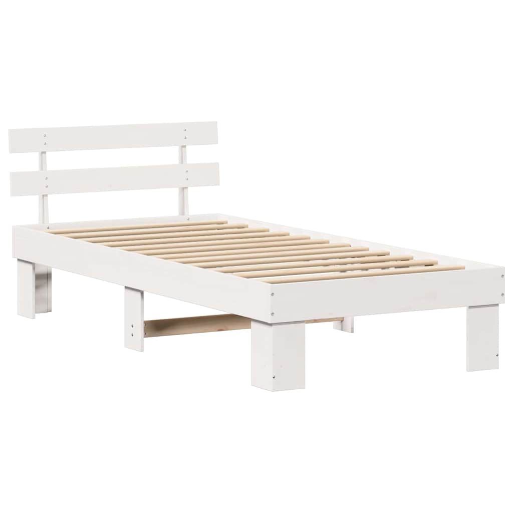 Bed Frame with Headboard White 90 x 190 cm