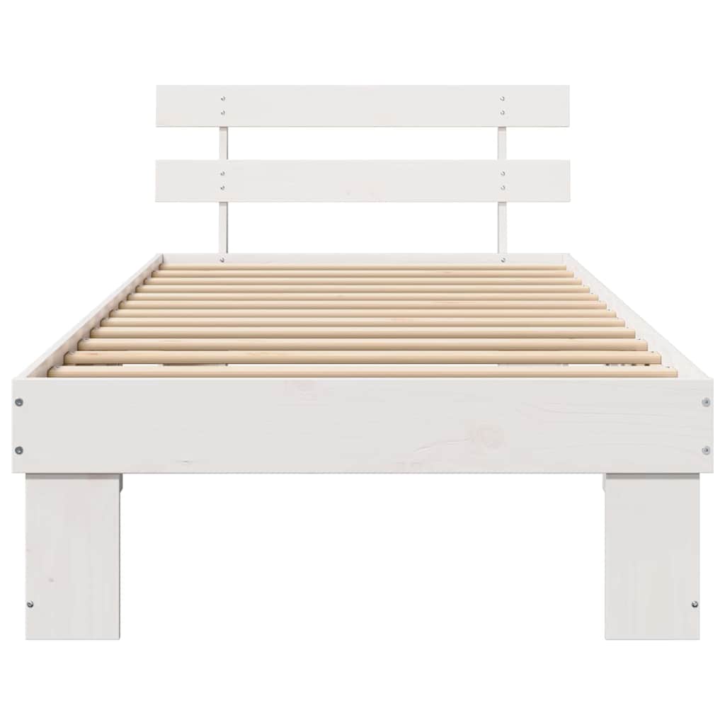 Bed Frame with Headboard White 90 x 190 cm