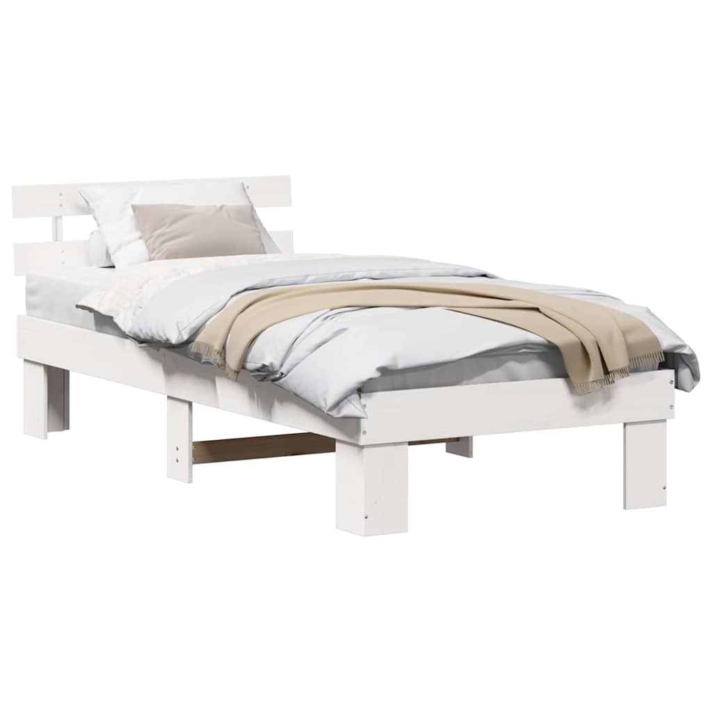 Bed Frame with Headboard White 90 x 190 cm