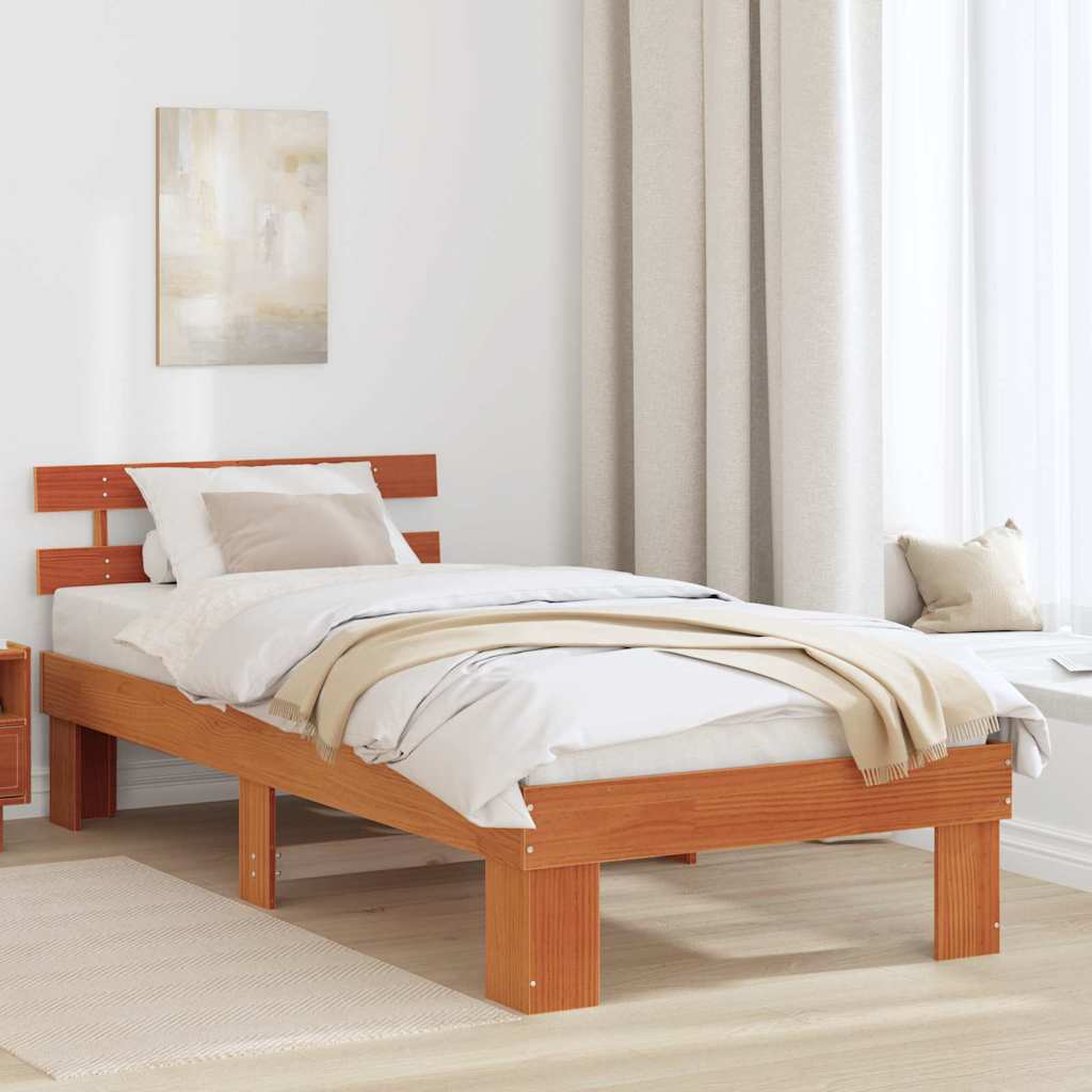 Bed Frame with Headboard Brown 90 x 190 cm