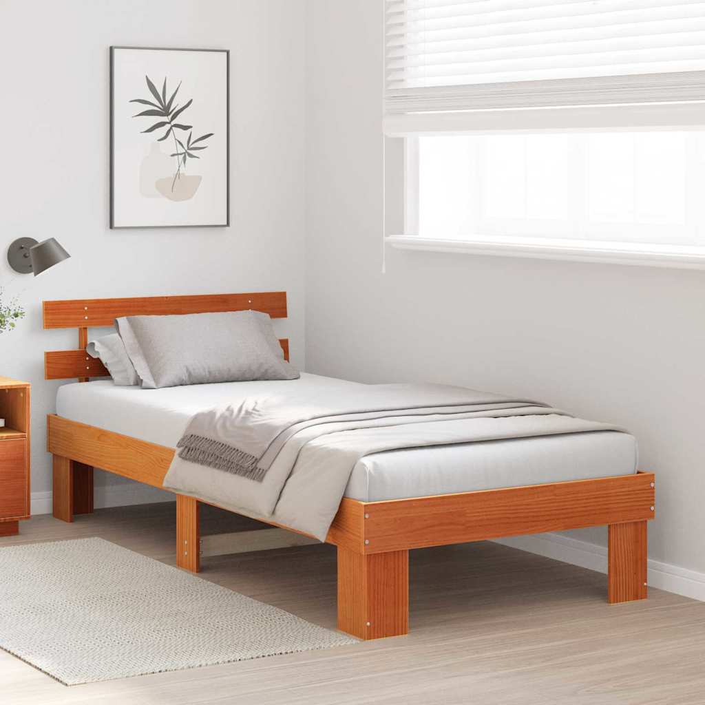 Bed Frame with Headboard Brown 90 x 190 cm