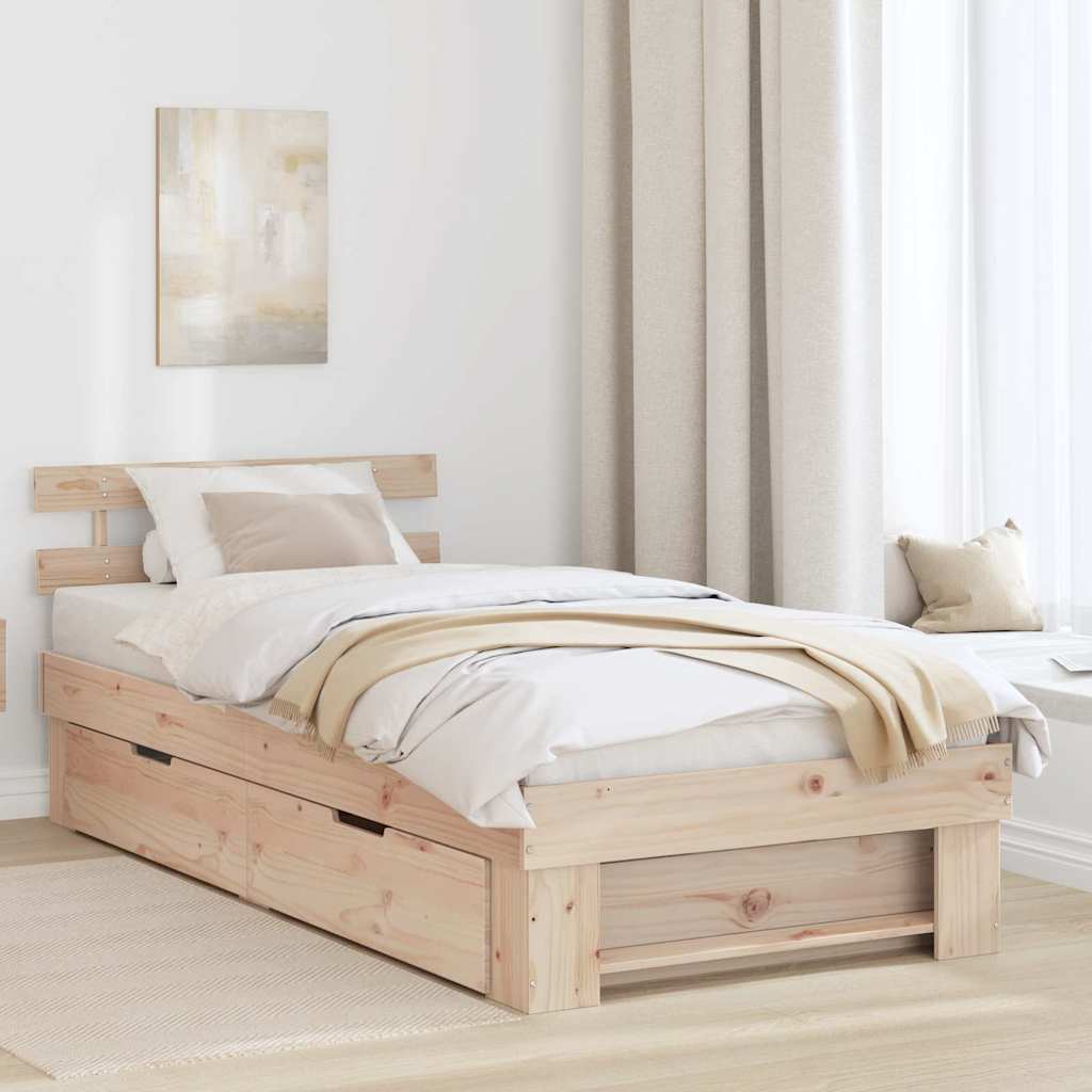 Bed Frame with Headboard Brown 100 x 200 cm Solid pine wood