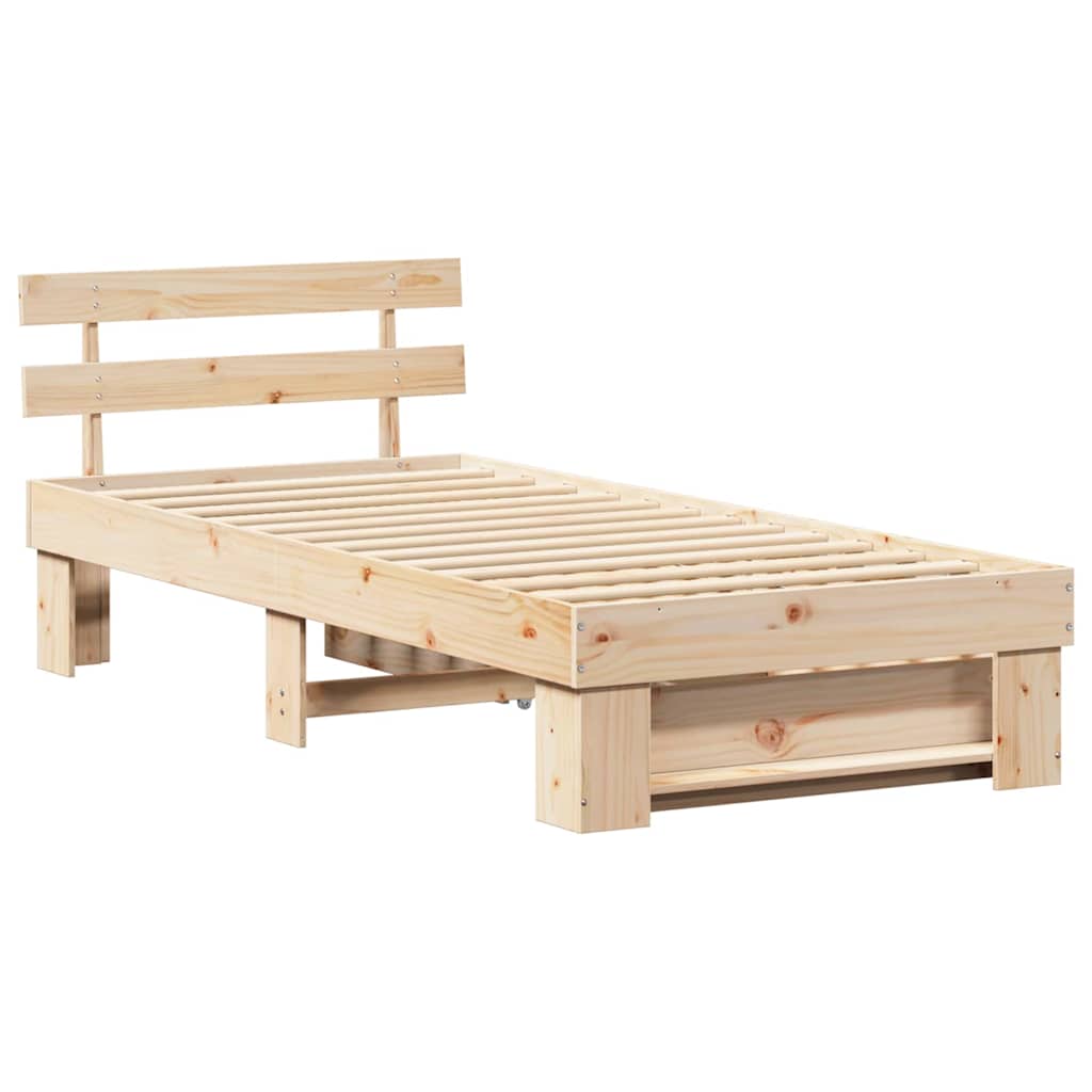 Bed Frame with Headboard Brown 100 x 200 cm Solid pine wood
