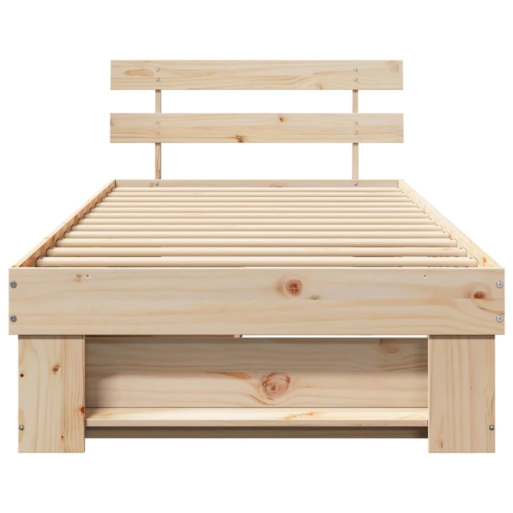 Bed Frame with Headboard Brown 90 x 200 cm Solid pine wood
