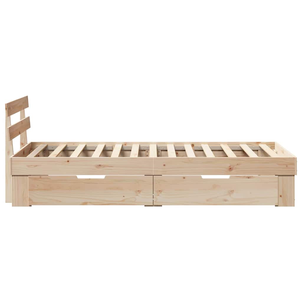 Bed Frame with Headboard Brown 90 x 200 cm Solid pine wood