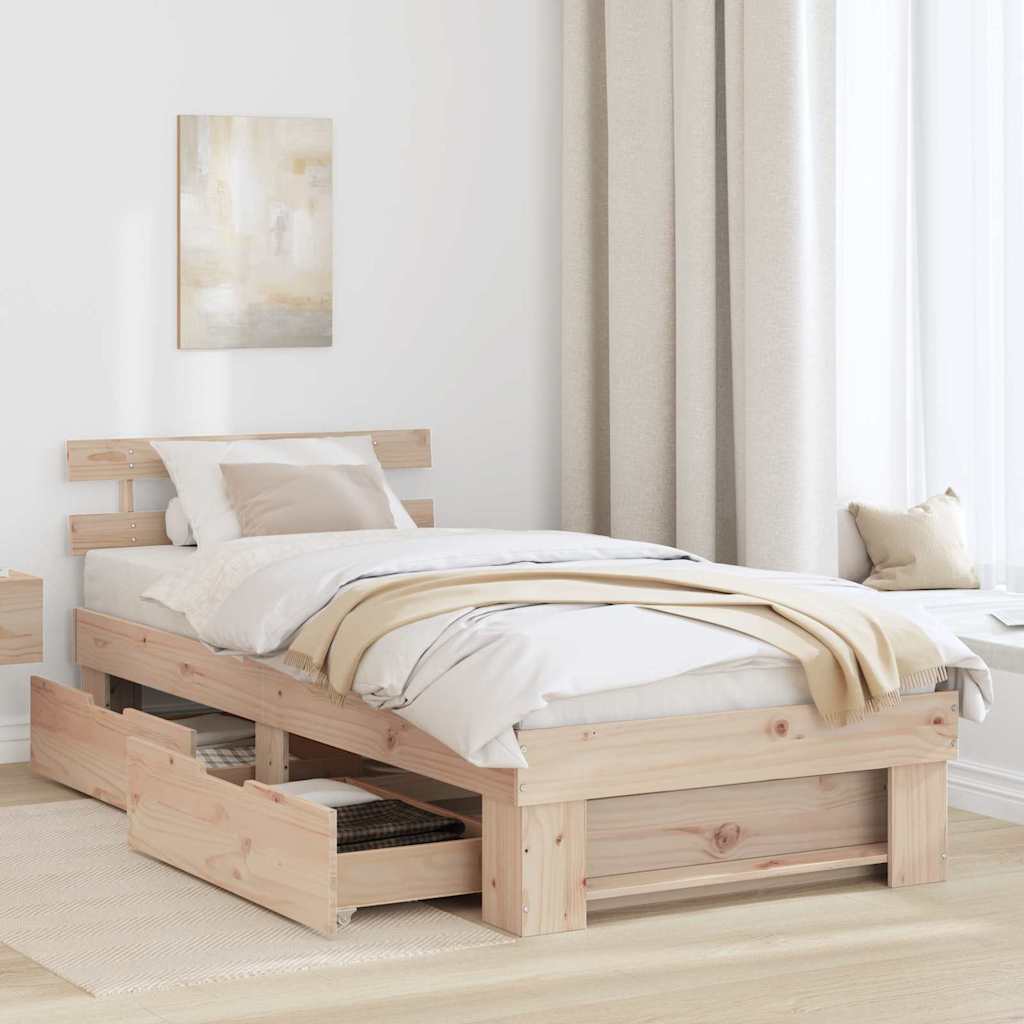 Bed Frame with Headboard Brown 80 x 200 cm Solid pine wood