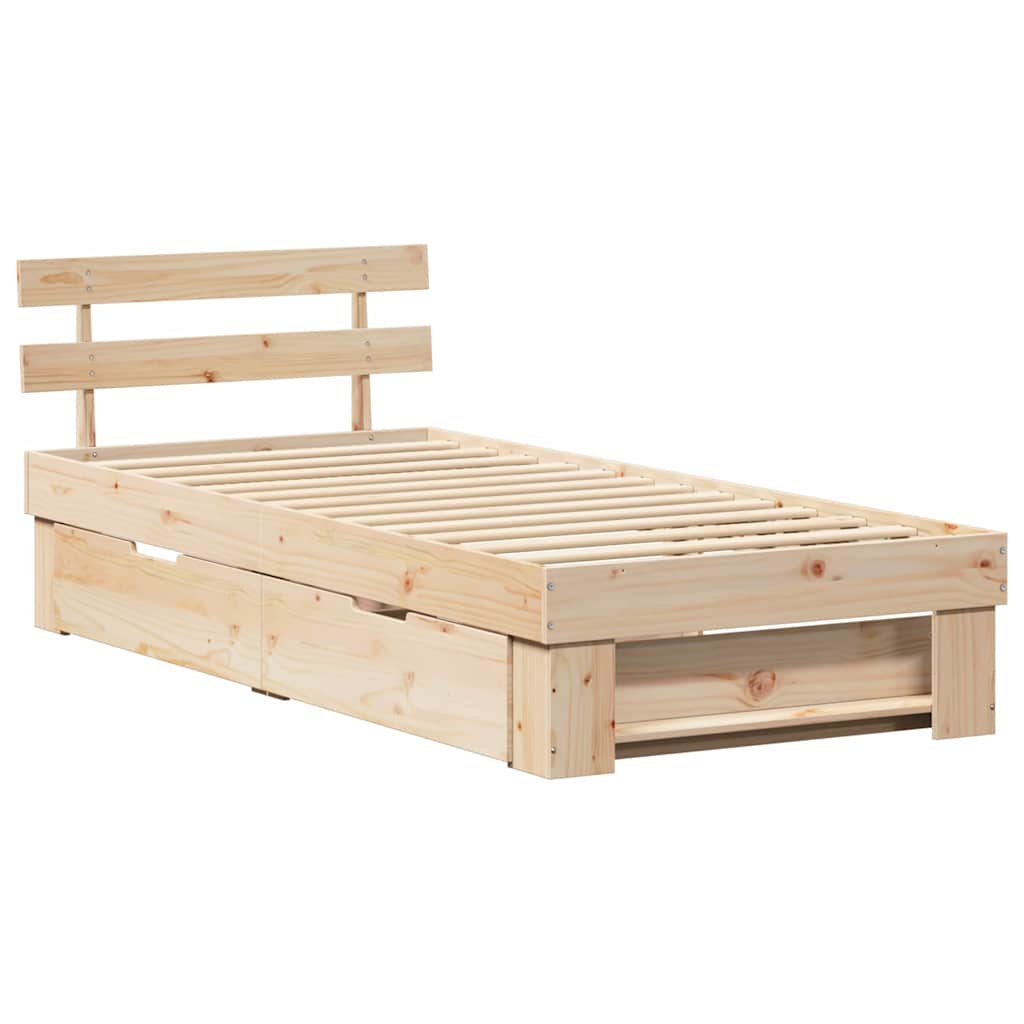 Bed Frame with Headboard Brown 80 x 200 cm Solid pine wood