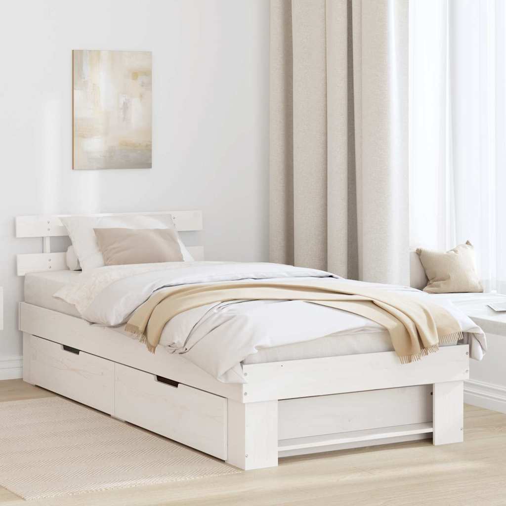 Bed Frame with Headboard White 80 x 200 cm Solid pine wood