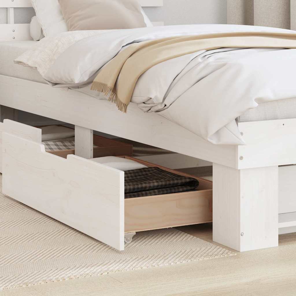 Bed Frame with Headboard White 90 x 190 cm Solid pine wood