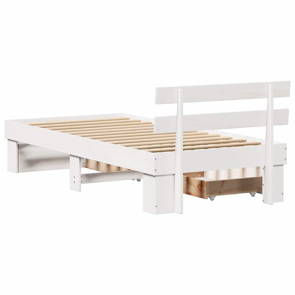 Bed Frame with Headboard White 90 x 190 cm Solid pine wood