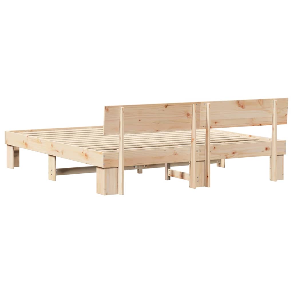 Bed Frame with Headboard Brown 180 x 200 cm Solid pine wood