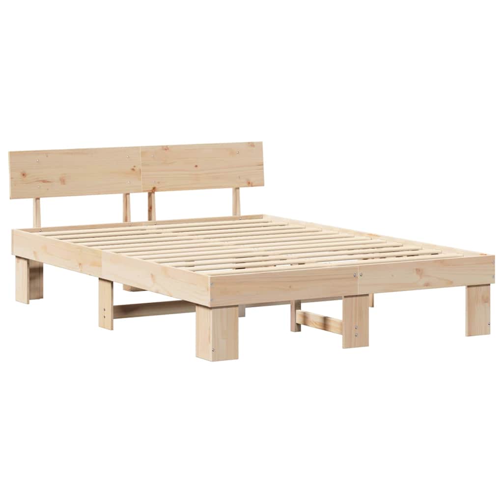 Bed Frame with Headboard Brown 160 x 200 cm Solid pine wood