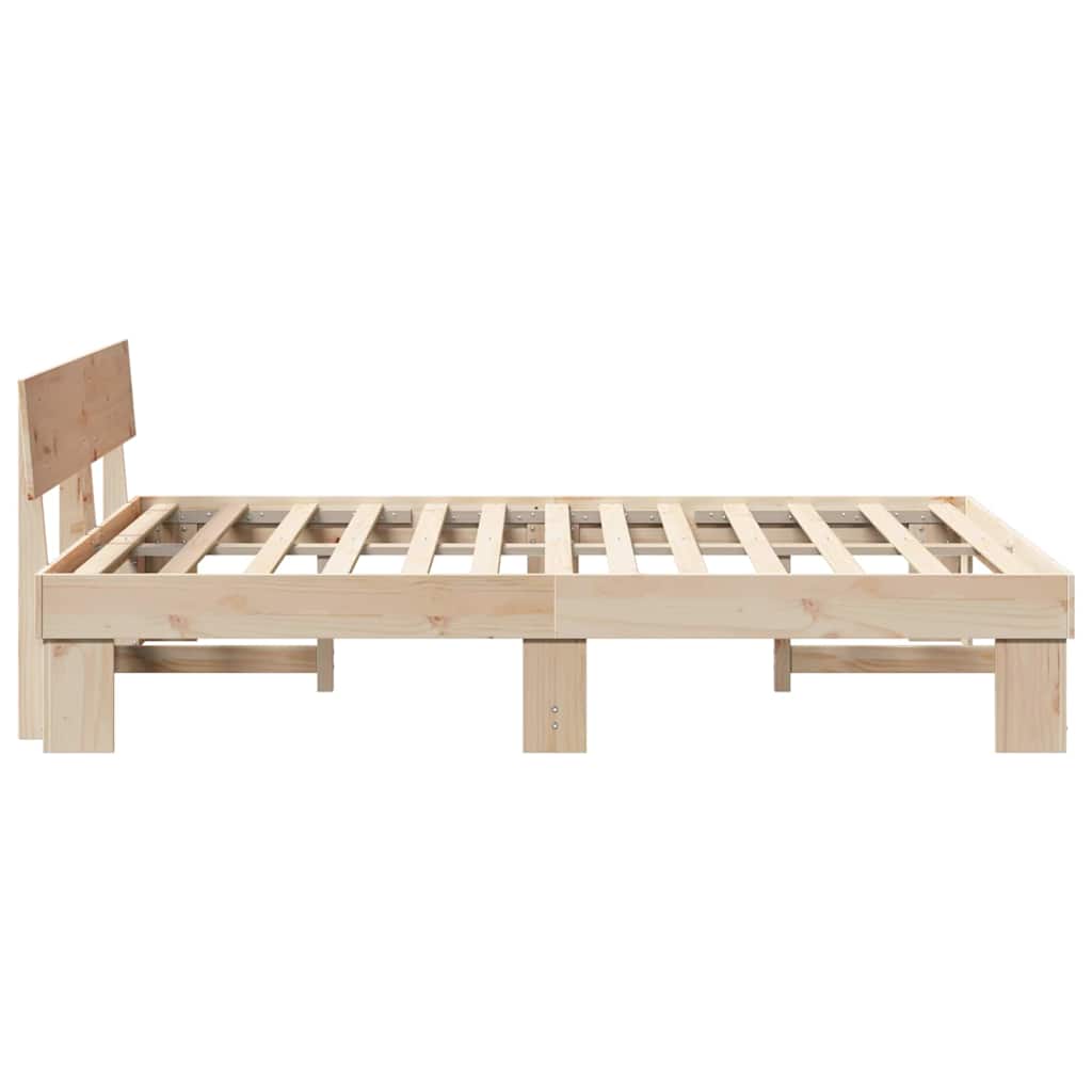 Bed Frame with Headboard Brown 160 x 200 cm Solid pine wood