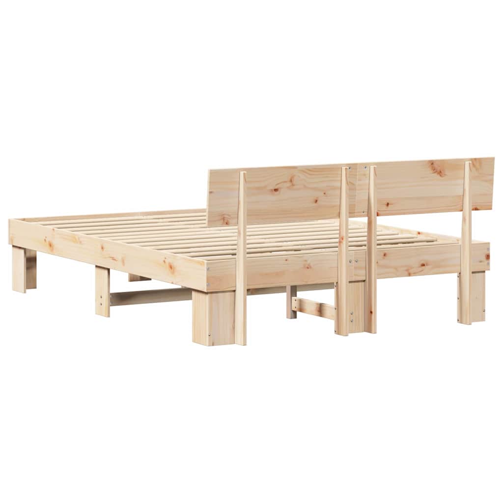 Bed Frame with Headboard Brown 140 x 200 cm Solid pine wood