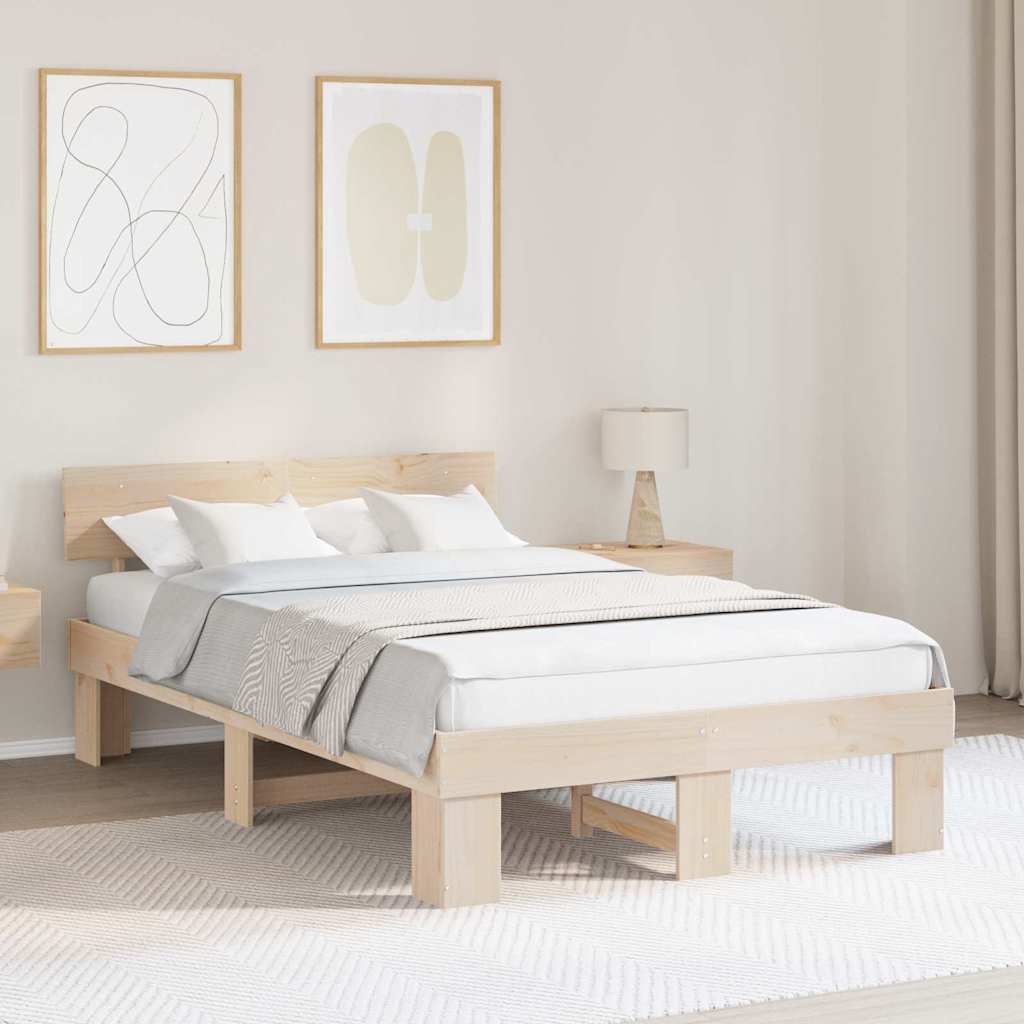 Bed Frame with Headboard Brown 120 x 200 cm Solid pine wood