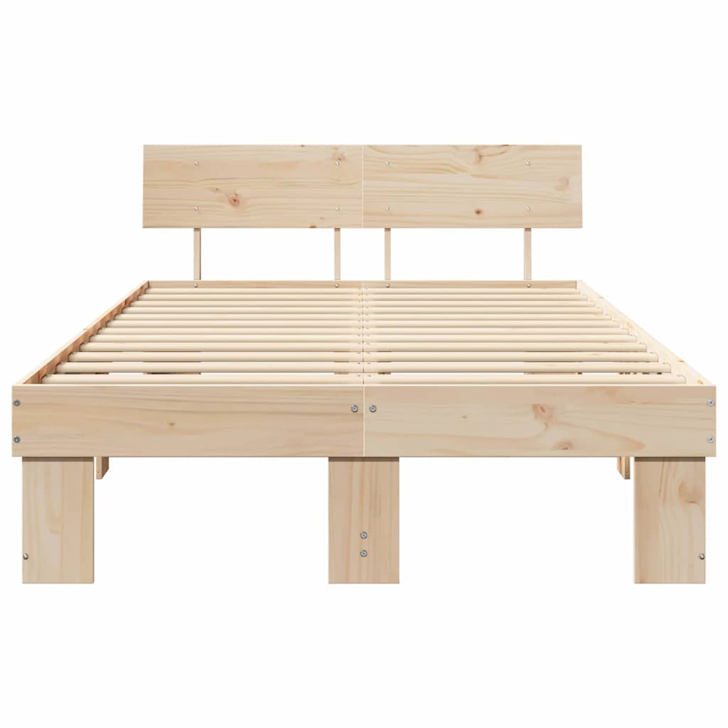 Bed Frame with Headboard Brown 120 x 200 cm Solid pine wood