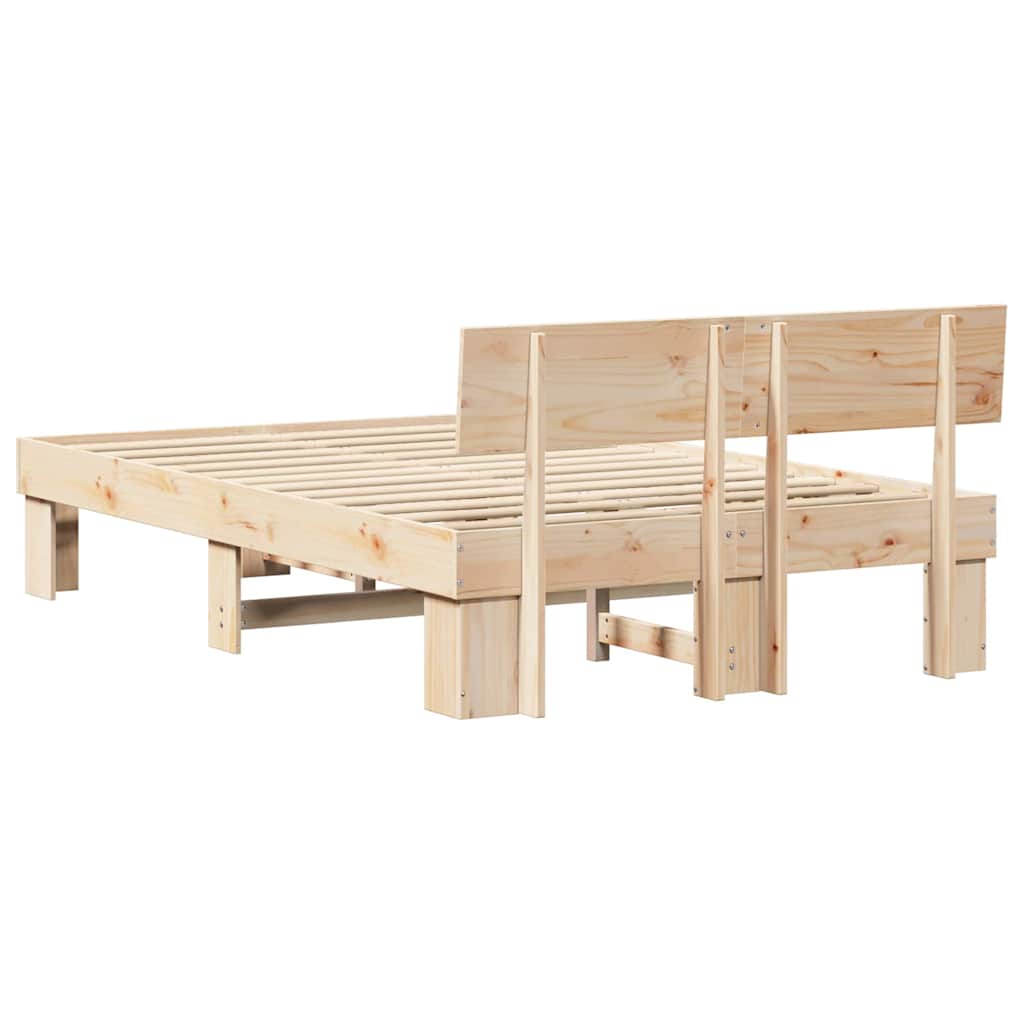 Bed Frame with Headboard Brown 140 x 190 cm Solid pine wood