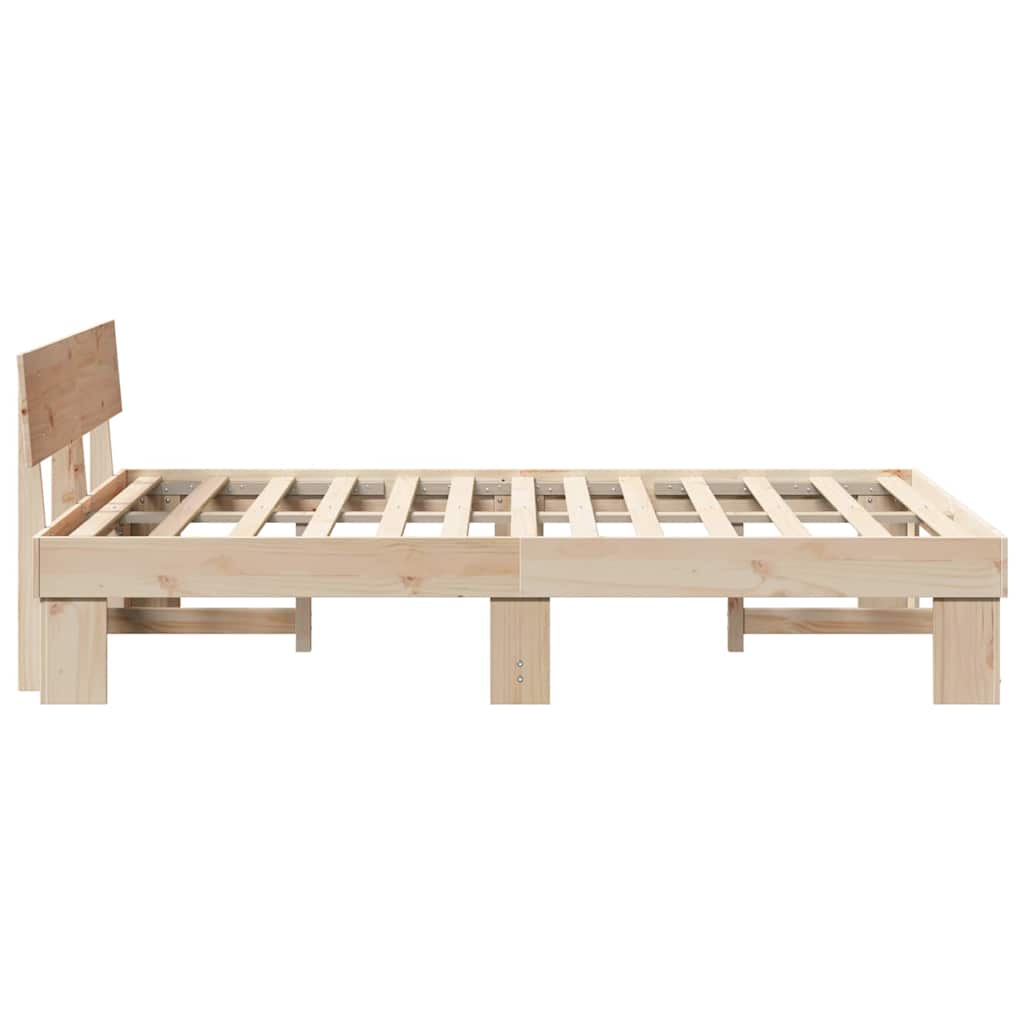 Bed Frame with Headboard Brown 140 x 190 cm Solid pine wood