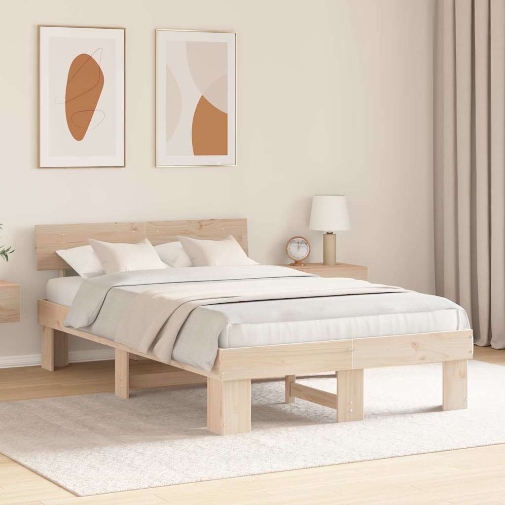 Bed Frame with Headboard Brown 120 x 190 cm Solid pine wood