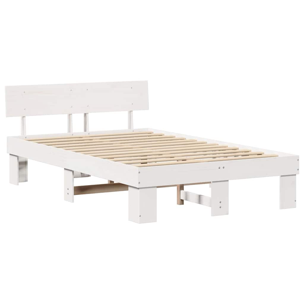 Bed Frame with Headboard White 120 x 190 cm Solid pine wood