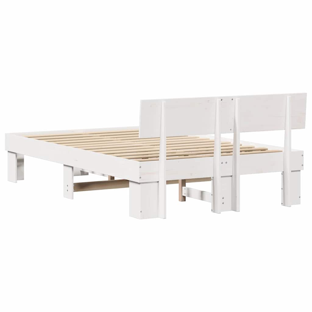 Bed Frame with Headboard White 120 x 190 cm Solid pine wood