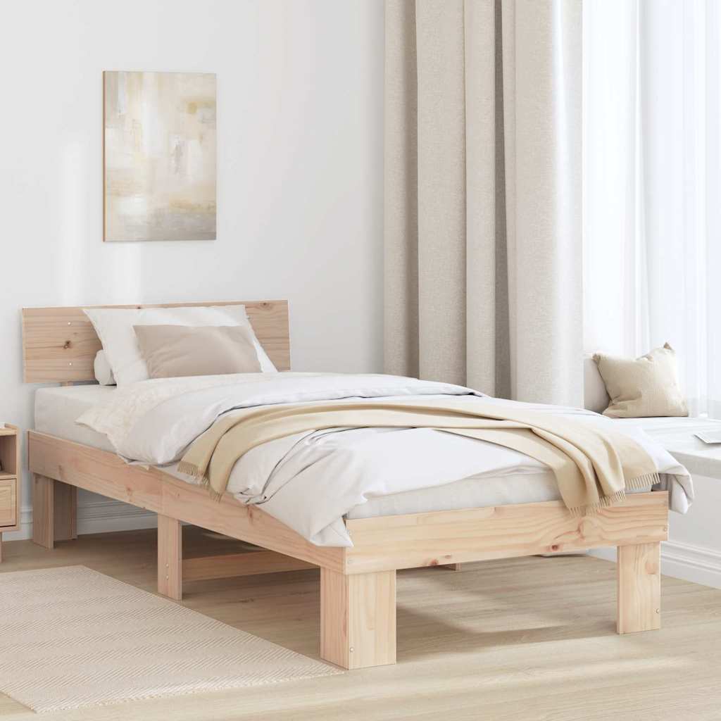 Bed Frame with Headboard Brown 100 x 200 cm Solid pine wood