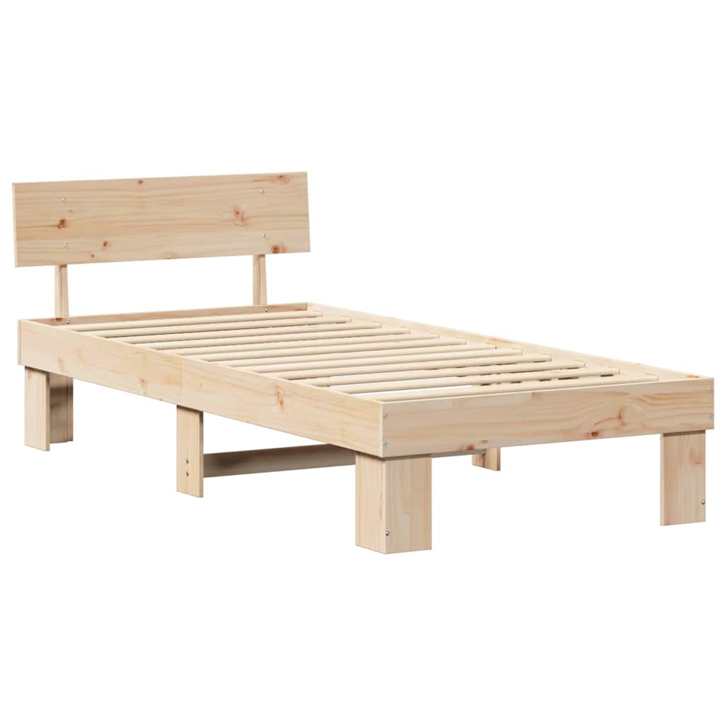 Bed Frame with Headboard Brown 90 x 200 cm Solid pine wood