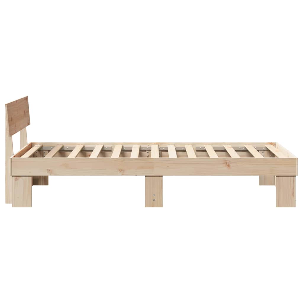 Bed Frame with Headboard Brown 90 x 200 cm Solid pine wood