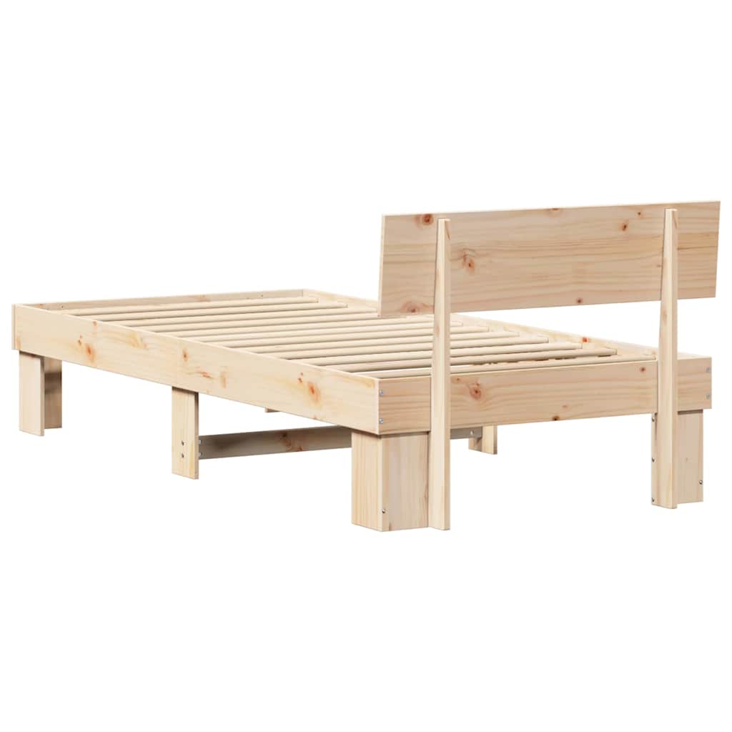 Bed Frame with Headboard Brown 80 x 200 cm Solid pine wood