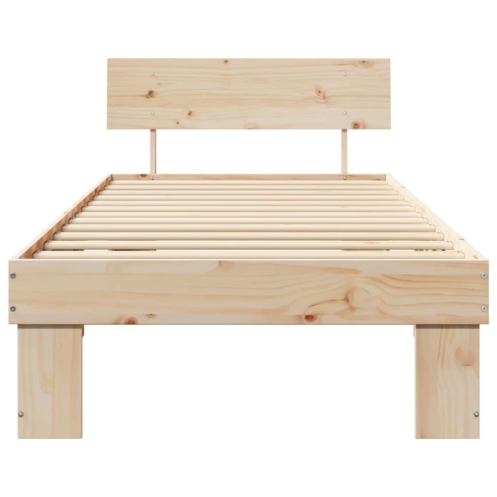 Bed Frame with Headboard Brown 80 x 200 cm Solid pine wood